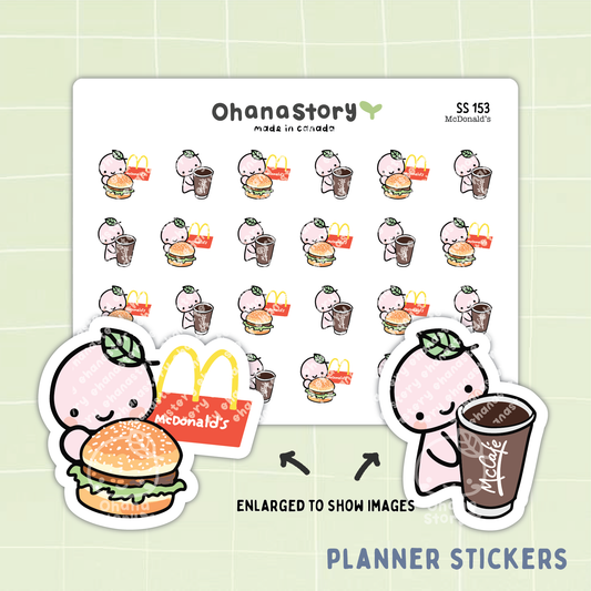 SS153 | McDonald's Burger and Coffee Icon Stickers Sheet
