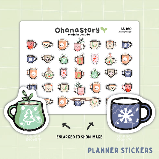 SS160 | Holiday Mugs Icon Stickers Sheet