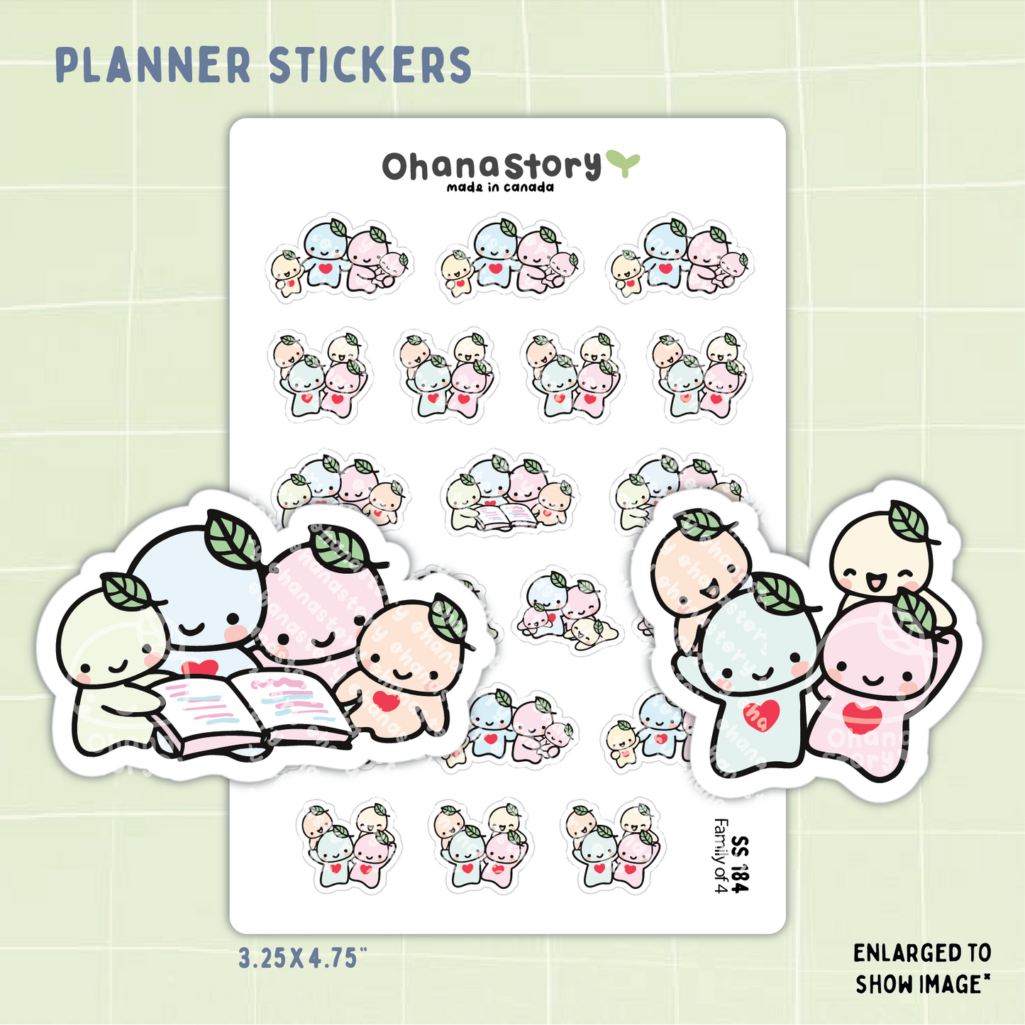 SS184 | Family of 4 Buji Icon Stickers Sheet
