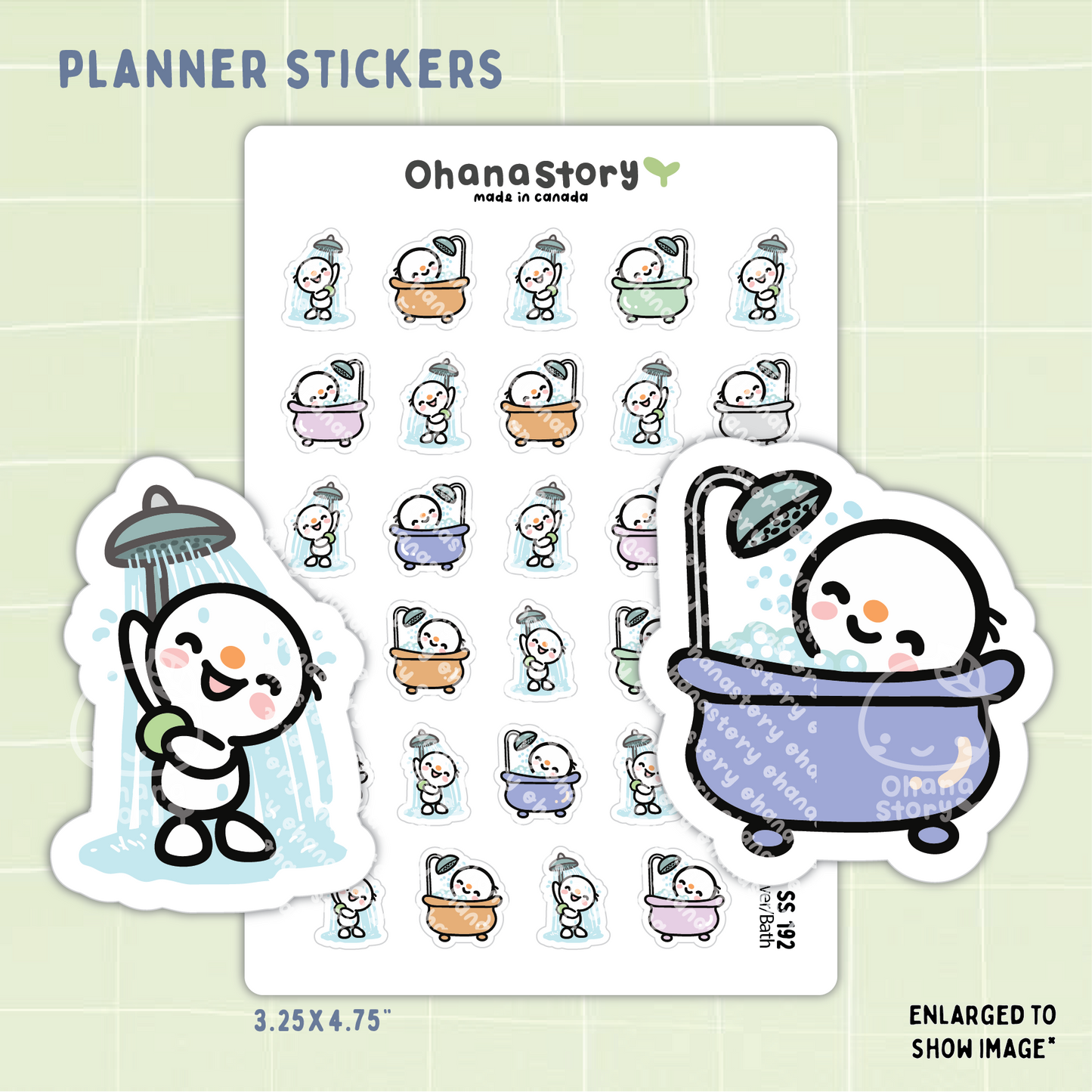 SS192 | Shower and Bath Snomi Icon Stickers Sheet