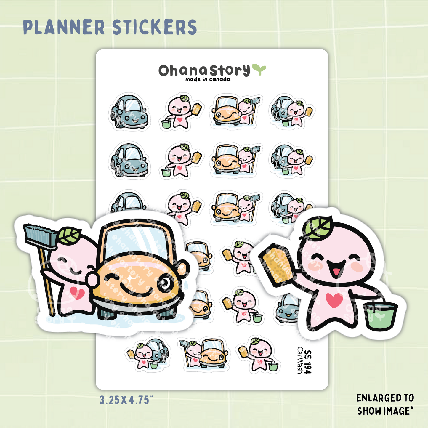 SS194 | Car Wash Buji Icon Stickers Sheet