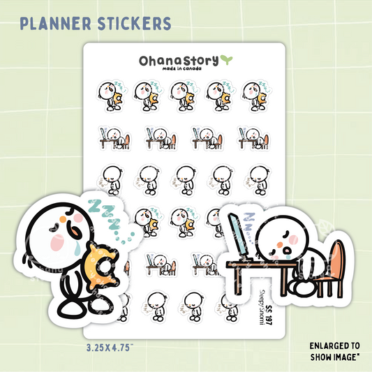 SS197 | Snomi Tired Icon Stickers Sheet