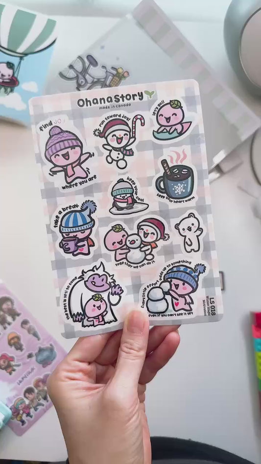 LS018 | Winter Magic Motivational Vinyl Sticker Sheet with Snowflake Holo laminate